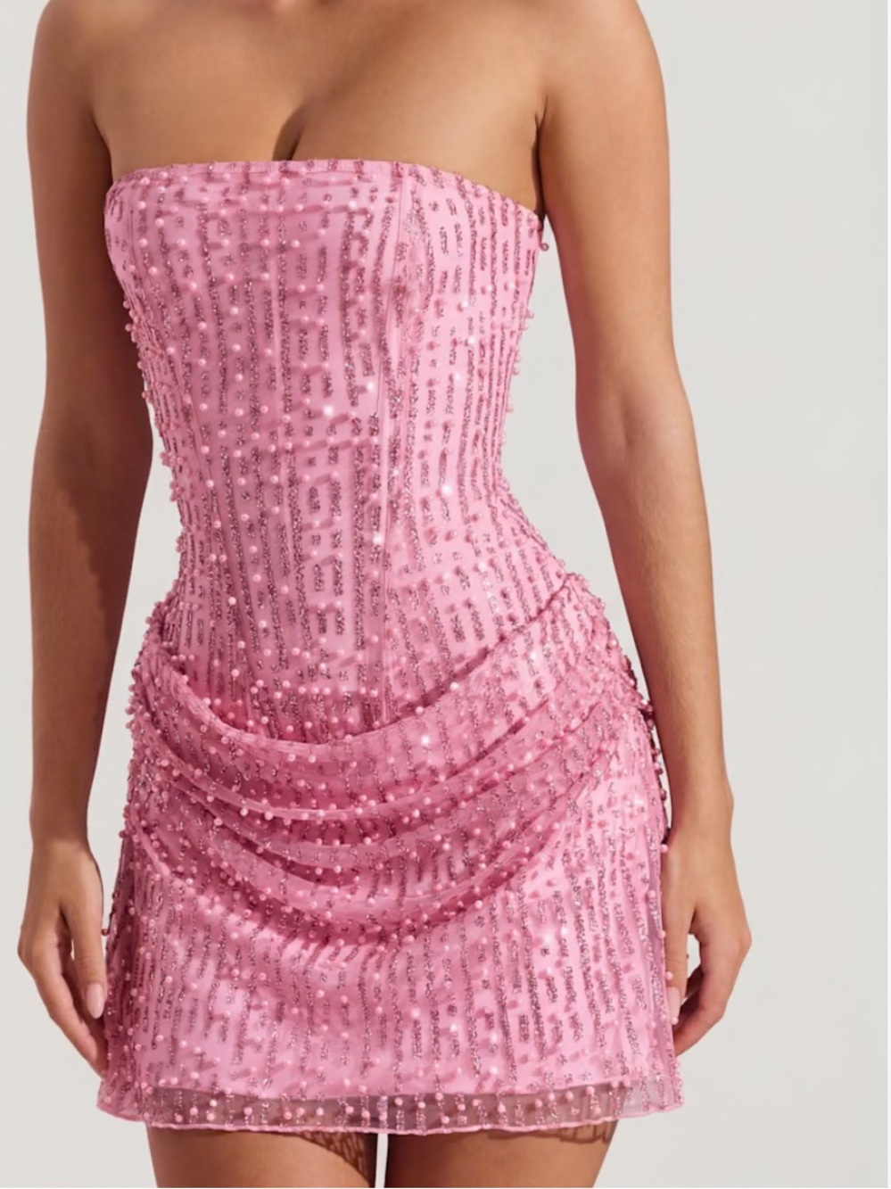 Oh Polly Pink Strapless Sequin Mini Dress - Picture 4 of 4
